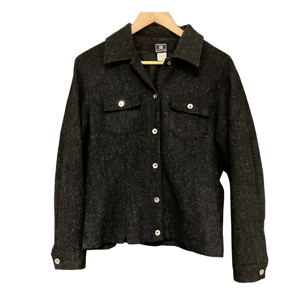 MAURICES Women's Dark Gray 100% Wool Button Front Collared Jacket‎ Size Medium
